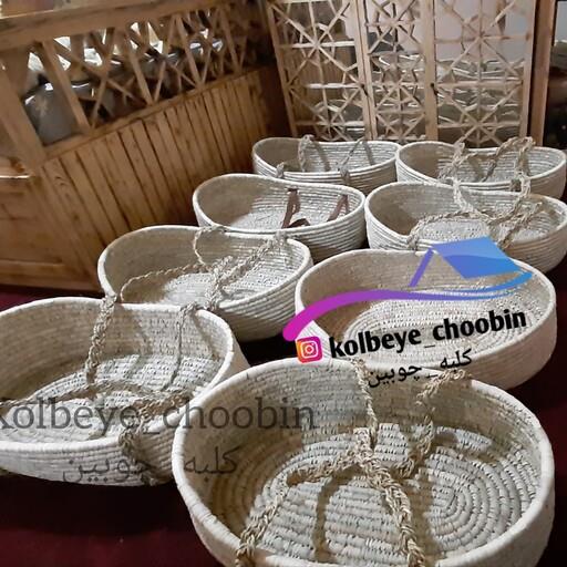 گهواره و سبد حمل کودک (کریر) حصیری با دسته حصیری سایز  75 در 45  مناسب برای سیسمونی